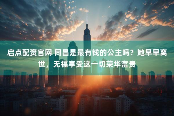 启点配资官网 同昌是最有钱的公主吗？她早早离世，无福享受这一切荣华富贵